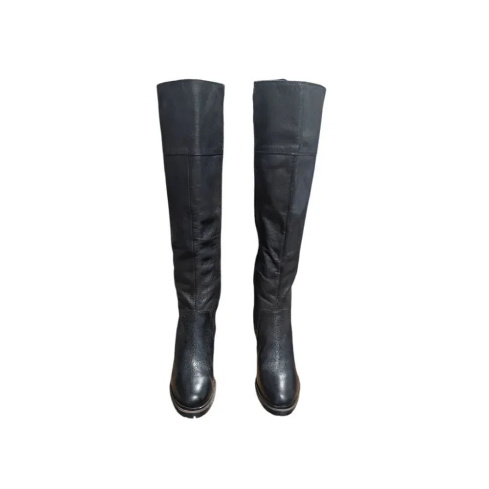 VINCE CAMUTO Dasemma Black Leather Over The Knee Boot Size 7.5M
